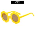 Süße Kinder Sonnenblume Sonnenbrille gelber Rahmen braune UV Schutz Gläser für Mädchen. - Leuchtgelb