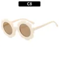 Süße Kinder Blumen Sonnenbrille mit PC Gläsern, stylischer Sonnenschutz für Jungen und Mädchen. - Milchweiß
