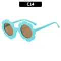 Süße Kinder Blumen Sonnenbrille mit stilvollem runden Gestell und UV Schutz für Jungen Mädchen. - Hellblau
