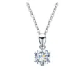 Classic six-prong round moissanite pendant necklace in sterling silver solitaire chain style. - 1 Carat (Pendant Only) / White