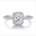 Strahlender Moissanit Ring Aus Sterlingsilber Halo Verlobungsring Für Damen Chic - HK 11 / US 5 / 1 ct / Radiantschliff