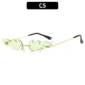 Trendy rimless sunglasses with green flame lenses and gold metal temples for stylish daily wear. - Gold Frame Green