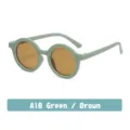 Occhiali da sole rotondi vintage per bambini in verde con lenti marroni, simpatici occhiali sole. - A18 Verde/Marrone