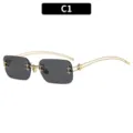 Gafas de sol Y2K sin montura, metal dorado estilo punk con detalles de estrella, modelo C1. - Estilo C1 / Montura Dorada Lente Gris