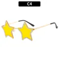 Fashion rhinestone star sunglasses, frameless yellow lens party eyewear for women and men. - Yellow