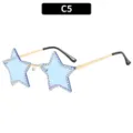 Fashion Star Rhinestones Rimless Sunglasses Light Blue Lens Party Eyewear C5 Variant - Transparent Blue