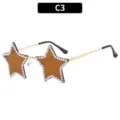 Fashion rhinestone star sunglasses unique party metal frame eyewear accessories chic - Brown