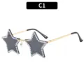 Star Rhinestone Sunglasses C1 Variant, Fashion Star Shaped Party Sunglasses Color 1 - Gray