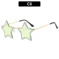 Fashion rhinestone star sunglasses for women trendy party eyewear green lens sun glasses - Transparent Green