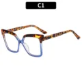 Modische quadratische Blaulichtfilter Brille mit Schildpatt und blauem TR90 Rahmen. - Oben Schildpatt Unten Blauer Rahmen Schildpatt Bügel