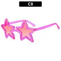 Rosa sternförmige Sonnenbrille für Damen und Herren, trendige Partybrille mit Glitzer. - C8 Transparenter Rosenroter Rahmen Rosa Gläser