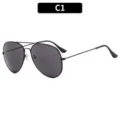 Heren Klassieke Zwarte Piloot Zonnebril met Dubbele Brug UV-Bescherming Model C-1 - C1-Zwart Frame Grijs Lens
