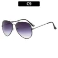 Klassieke heren zonnebril met dubbele neusbrug aviator, stijlvolle gradient glazen. - C9-Zwart Frame Dubbel Grijs Lens