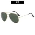 Klassieke gouden piloten zonnebril met donkergroene lenzen C6 variant stijlvolle bril. - C6-Goud Frame Donkergroen Lens