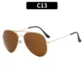 Men's classic double bridge aviator sunglasses with brown lenses and gold metal frame. - C13-Gold Frame Brown Lens