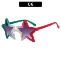 Occhiali da sole a stella sfumati festa divertenti variante C6 con dettagli glitterati - C6 Montatura Verde Grigia Rossa Lenti Grigie
