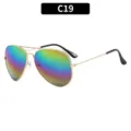 Classic double bridge metal aviator sunglasses with colorful reflective lenses C19 - C19-Gold Frame Multi-Color Lens
