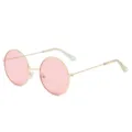Classic vintage round metal frame sunglasses with chic pink lenses for men and fashion style. - C7 Gold Frame Light Pink Lenses