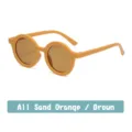 Gafas de sol redondas para niños en naranja arena, estilo vintage tierno para bebés al aire libre. - A11 Naranja Arena/Marrón