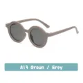 Gafas de sol redondas vintage para niños, bonita montura marrón con lentes grises elegantes. - A13 Marrón/Gris