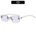 Par De Gafas De Sol Y2K Estrella Punk Sin Montura Con Lentes Moradas Modelo C3 Style - Estilo C3 / Montura de Plata Lente Azul