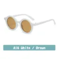 Gafas de sol redondas y blancas para niños, estilo vintage bonito para bebés A14. - A14 Blanco/Marrón