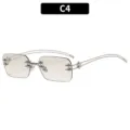 Elegantes gafas de sol Y2K sin montura estrella punk metal rectángulo modelo color C4 - Estilo C4 / Marco Plateado Lente Plateado Degradado
