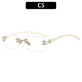 Gafas de sol sin montura Y2K con decoración de metal de estrella punk montura dorada - Montura Dorada Lentes Blancas