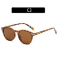 Vintage ronde schildpad zonnebril voor heren en dames, stijlvolle T-pootjes brillen. - Luipaard Frame Thee Lens