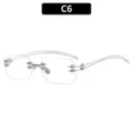Gafas de sol de metal sin montura estilo punk Y2K con decoraciones de cruz y lentes claras. - Montura Plateada Lentes Transparentes