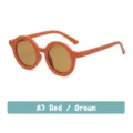 Bonitas gafas de sol redondas vintage para niños con montura naranja y lentes marrones - A7 Rojo/Marrón