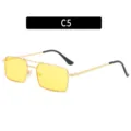 Lunettes de soleil rétro carrées en métal avec double pont et verres jaunes tendance. - Monture Dorée Verres Jaunes
