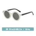 Gafas de sol redondas para niños en blanco y negro con lentes grises elegantes. - A4 Negro+Blanco/Gris