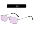 Lunettes de soleil rétro à double pont et monture en métal avec verres rose clair tendance. - C4-Monture argent verres violet clair