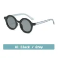 Gafas de sol redondas para niños, montura negra con patillas grises, diseño estilo retro. - A1 Negro/Gris