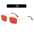 Lunettes de soleil vintage carrées double pont C8, verres rouges monture métal. - C8-Monture dorée verres rouge vif (Modèle)