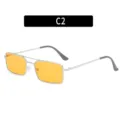 Lunettes de soleil rectangulaires vintage double pont verres jaunes monture argentée variante C2 - C2-Monture argent verres jaunes