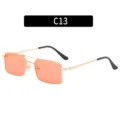 Lunettes de soleil carrées rétro à double pont avec verres orange pour style tendance. - C13-Monture dorée verres rouge clair