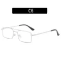 Lunettes de vue rectangulaires en métal à double pont argenté style rétro classique - C6-Monture Argentée Verres Transparents