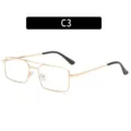 Lunettes carrées en métal à double pont rétro pour hommes et femmes monture verres clairs - C3 monture dorée / verres clairs