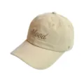 Beige weiche bestickte Baseballkappe, lässige Sonnenkappe für Paare mit Mood Stickerei. - Beige