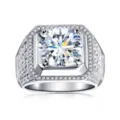 Luxus 5 Karat Moissanit Herren Ring Sterlingsilber Hip Hop Voll Diamant Halo Ring Haupt - US Größe 10 / Weißer Moissanit 1 Karat