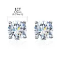 Klassische 1CT 6,5mm runder Schliff Vier-Krappen 925 Silber Ohrstecker fur Damen Schmuck - Weißgold Moissanit / 1 ct