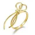 Bague noeud en argent sterling S925 avec design de ligne creatif, detail de bijoux elegant. - Taille US 6.5 / Or