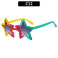 Colore C12 Forma Stella Occhiali Da Sole Sfumati Colorati Glitter Per Festa - C12 Montatura Gialla Rossa Verde Lenti Grigie