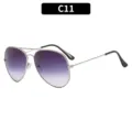 Gradient purple aviator sunglasses with metal double bridge for men, SKU C11 variant style. - C11-Silver Frame Dual Gray Lens