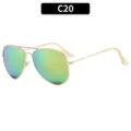 Men Classic Gold Frame Aviator Sunglasses Green Gradient UV Protection Driver Glasses C20 - C20-Gold Frame Pink Mercury Lens