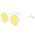 Retro round sunglasses with vibrant yellow lenses and sleek gold metal frame for men women. - C9 Gold Frame Transparent Yellow Lenses