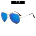 Men Classic Aviator Sunglasses Metal Double Bridge Blue Mirror UV400 Driving Glasses - C16-Gold Frame Ice Blue Lens