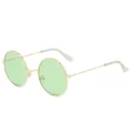 Vintage round metal sunglasses with green lenses for men, stylish retro eyewear frames. - C4 - Gold Frame with Transparent Green Lenses